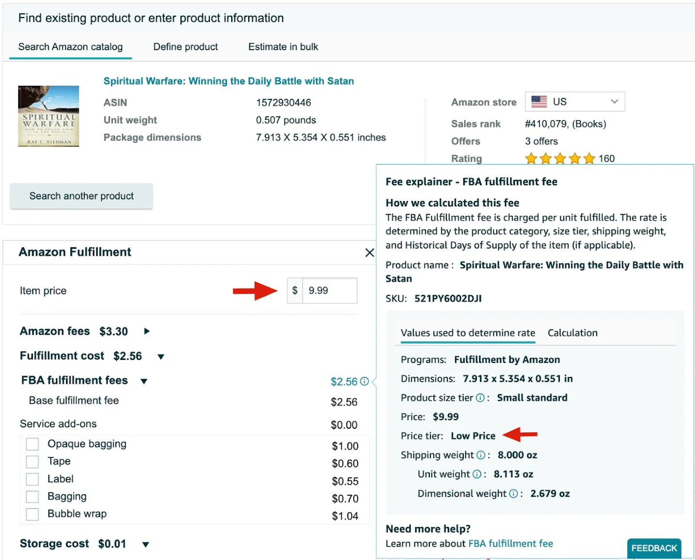 Amazon small and light Low Price FBA fees