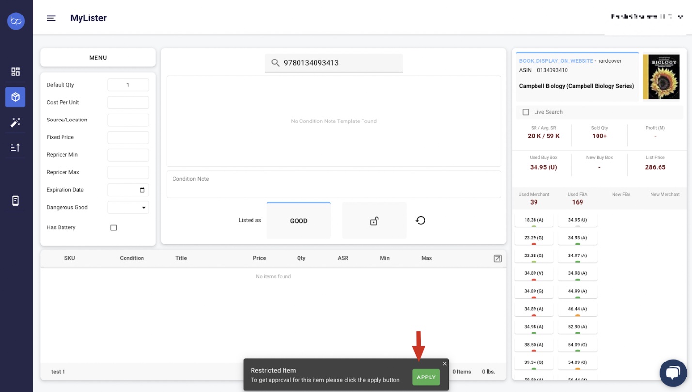 Amazon approval needed products dashboard